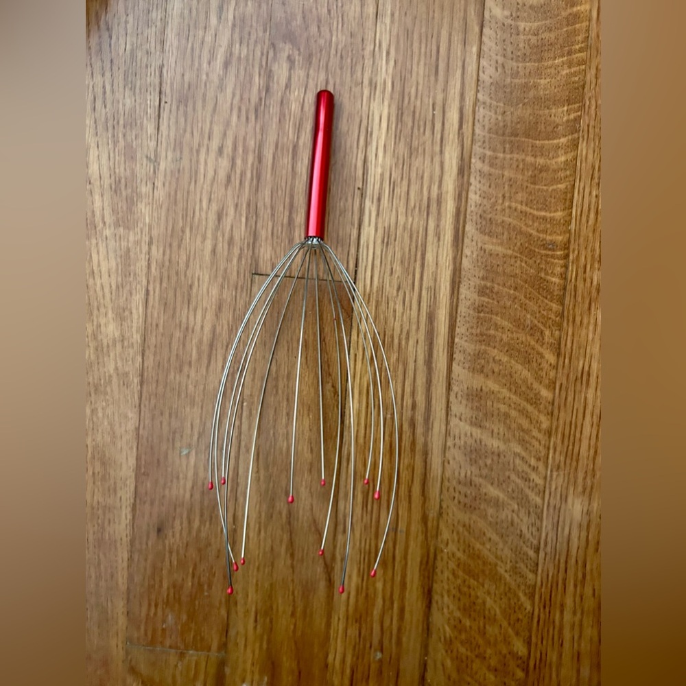 Red and Silver Metal Head Massager/Scratcher